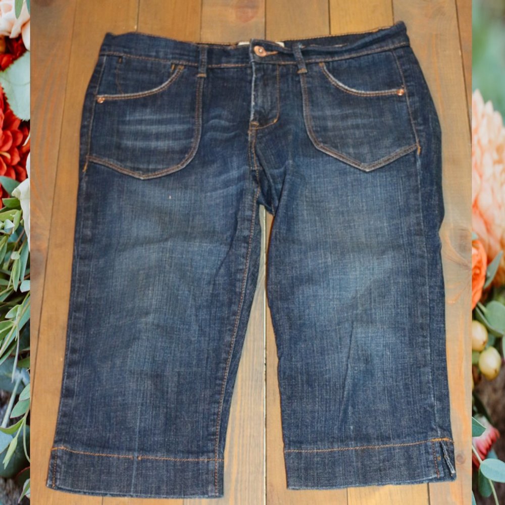 Old Navy Dark Wash Mid-rise Denim Capri’s– Size 8